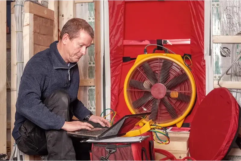 Blower door testing equipment